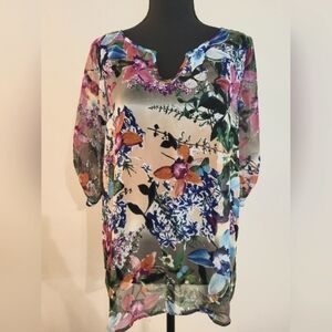 Peck &‎ Peck Floral Sheer Blouse (Size M)